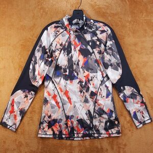 YAS SPORT Womens Top Large Black Pullover 1/4 Zip Mock Neck Stretch Running